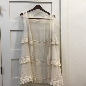 ☁️ Sheer Cream Cardigan / Vest — Elegant & Lightweight size Medium